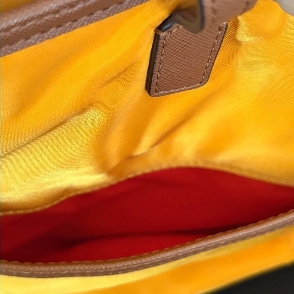 Michael Kors Kempton Medium Pocket Nylon Tote Handbag Purse Hunter Forest Yellow